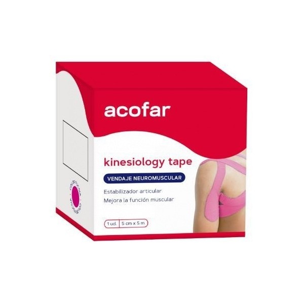 Acofar Kinesiology Tape Vendaje Neuromuscular Color Fucsia 5cm x 5m